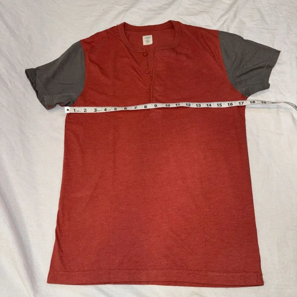 J. Crew Men’s Orange Colorblock Short Sleeve Henley T-shirt Sz Small